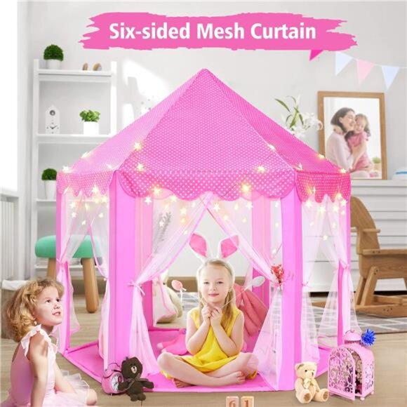 Princess Tent Girls Large Playhouse Kids Castle 55'' x 53'' (DxH) - Picture 3 of 7
